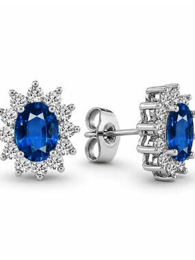 NWT Anna Zuckerman Halo Gem Sapphire Cubic Zirconia Stud Earrings